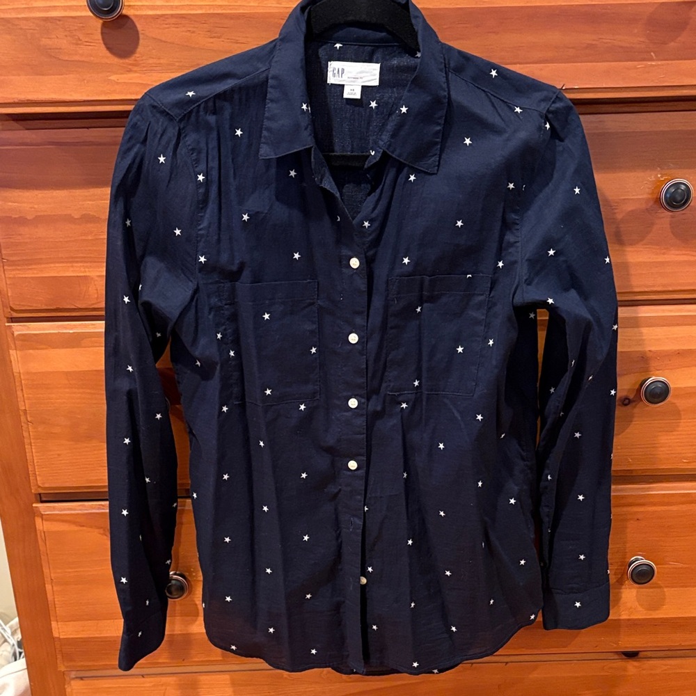 GAP Dark Blue Blouse with Cream Stars
